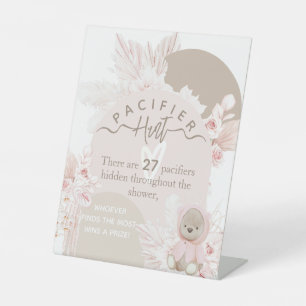 Signe De Table Teddy Bear Boho baby shower Pacifier chasse jeu