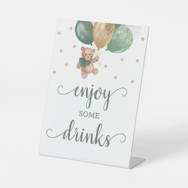 Signe De Table Teddy Bear Savourez Quelques Boissons Bar Baby sho (Recto)