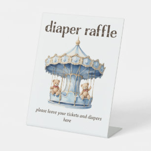Signe De Table Teddy Bear Twin Boy Baby shower Déchets Raffle