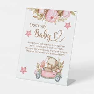 Signe De Table Teddy ours bébé ours ne dit pas baby shower jeu