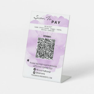 Signe De Table *~* Tente rose florale PAYER. Tablette de code QR