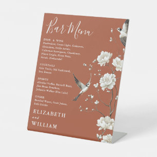Signe De Table Terracotta Chinoiserie Floral Bar Menu Mariage