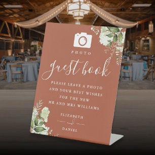 Signe De Table Terracotta Greenery Photo Mariage du livre d'or