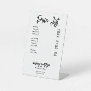 Signe De Table Texte de la ligne de prix blanc