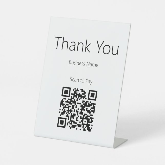 Signe De Table Thank You Business White Black Scan to Pay QR Code (Recto)