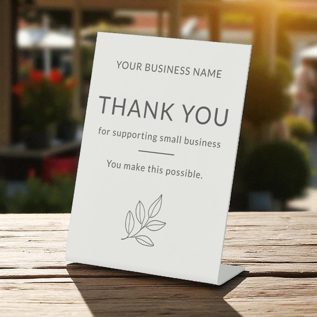 Signe De Table Thank You Minimalist Small Business Neutral (Créateur téléchargé)