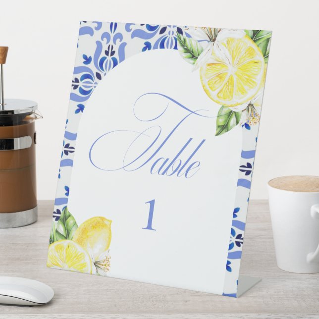 Signe De Table That's Amore Lemon Italian Blue Tile Bridal Shower (In SItu)