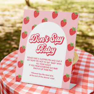 Signe De Table Thème de Baby shower fraise Ne pas dire Baby Game