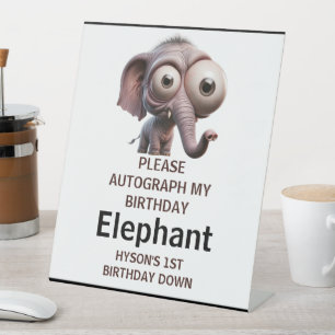 Signe De Table Thème de ferme éléphant fou mignon pour 1er annive