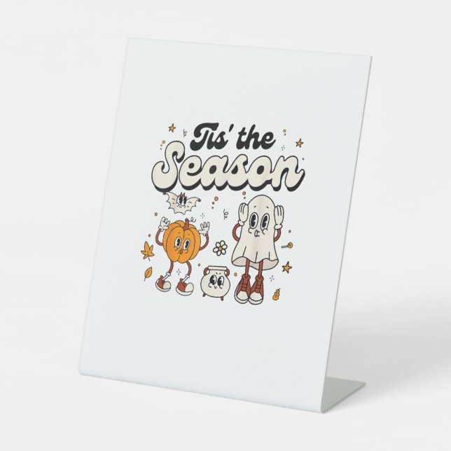 Signe De Table Tis The Season Retro Halloween Party Funny Boo Pum (Recto)
