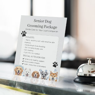 Signe De Table Toilettage pour chiens âgés Toilettage pour chiens