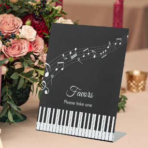 Signe De Table Touches de Piano Notes de Musique Mariage Noir & B
