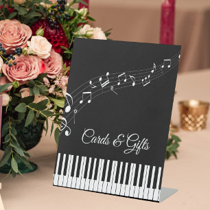 Signe De Table Touches de Piano Notes de Musique Mariage Noir & B