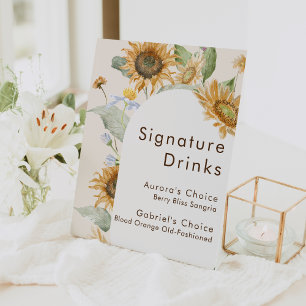 Signe De Table Tournesol Rustique Beige Mariage Signature Boisson