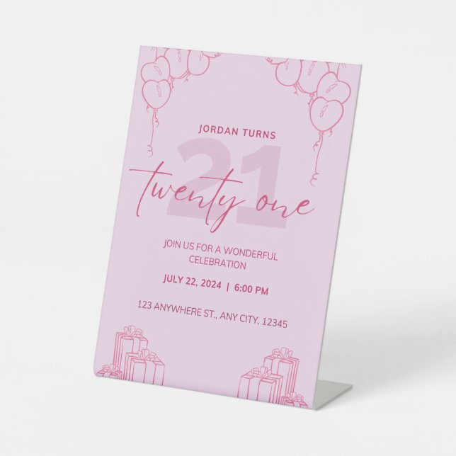 Signe De Table Tous les Pedestal d'Anniversaire Rose (Recto)