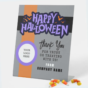 Signe De Table Tronc ou traiter gris Halloween Merci d'affaires