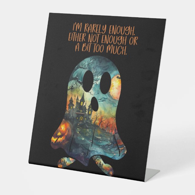 Signe De Table Trop d'Humour fantôme Halloween (Recto)