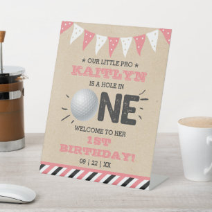 Signe De Table Trou en une fille Golf 1er anniversaire Par tee