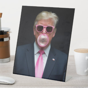 Signe De Table Trump Pink Bubble Gum Président 47 USA