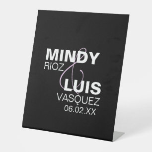 Signe De Table Ttypographie gras Ampersand rose noir