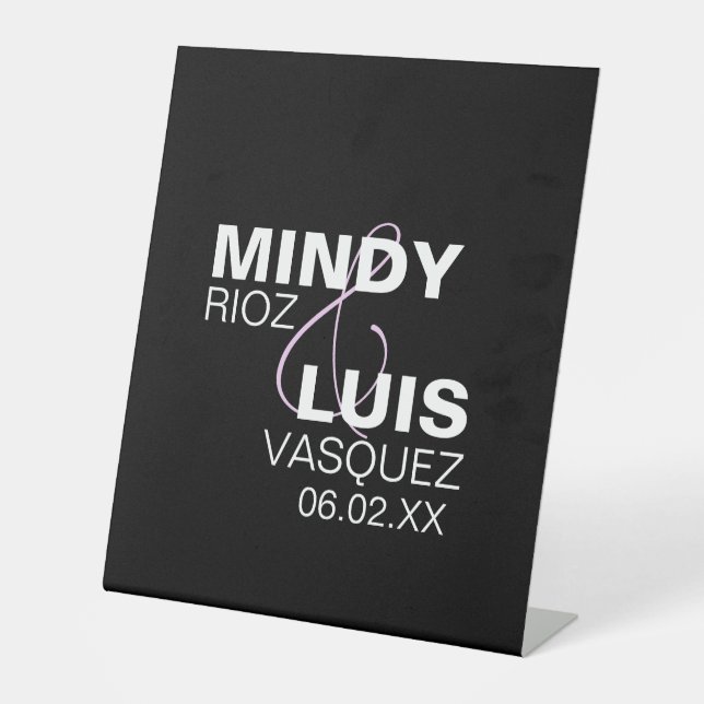 Signe De Table Ttypographie gras Ampersand rose noir (Recto)