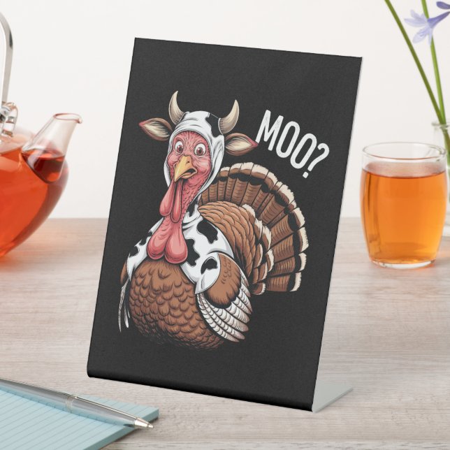 Signe De Table Turquie Moo Drôle Thanksgiving (In SItu)