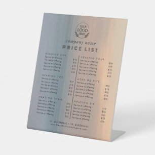Signe De Table Typographie chic Liste des prix des services aux e
