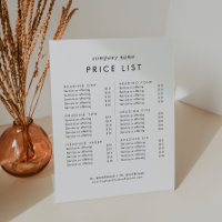 Typographie chic Liste des prix des services aux e