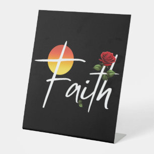 Signe De Table Typographie de la foi avec des roses