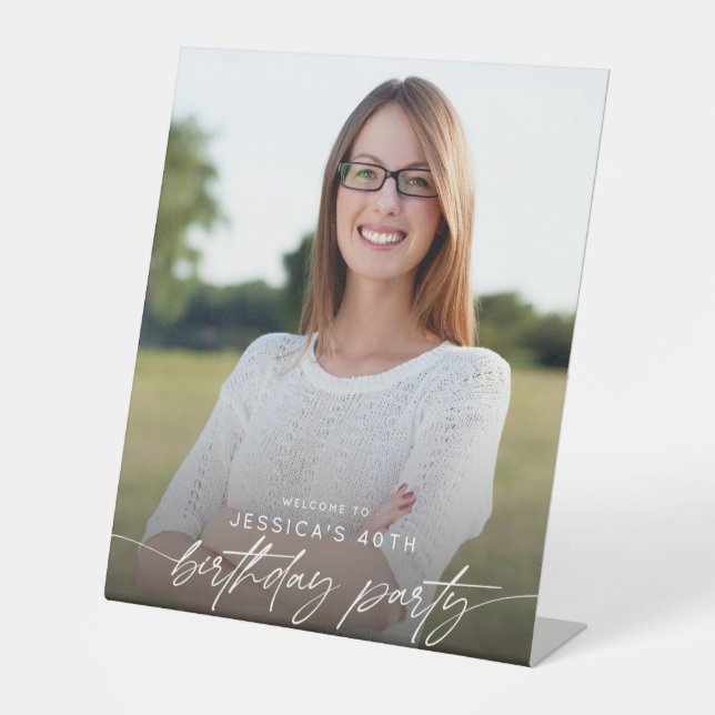 Signe De Table Typographie de script photo moderne 40e anniversai (Recto)