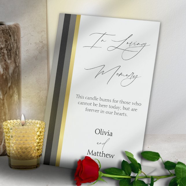 Signe De Table Typographie élégante Noir Blanc Or Mariage (Créateur téléchargé)