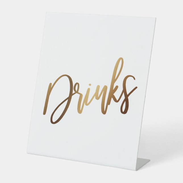 Signe De Table Typographie manuscrite dorée simple "Boissons" (Recto)