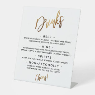 Signe De Table Typographie manuscrite or simple Menu "Boissons"