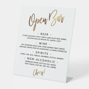 Signe De Table Typographie Manuscrite Simple Or Menu Bar Ouvert