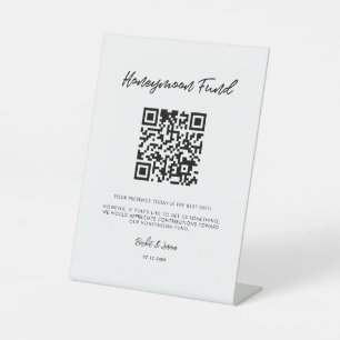 Signe De Table Typographie moderne Fonds Lune de miel Code QR