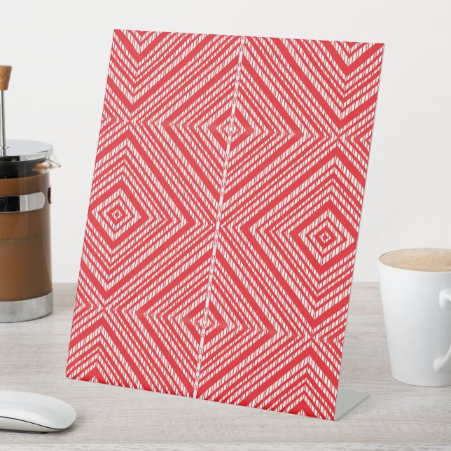 Signe De Table un arrière - plan rouge et blanc avec un motif dia (In SItu)