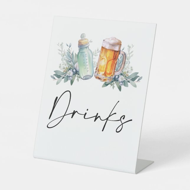 Signe De Table Un Bébé Brasse Des Boissons De Baby shower (Recto)