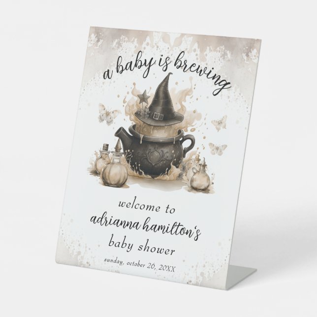 Signe De Table Un bébé brasse un Baby shower neutre Bienvenue (Recto)