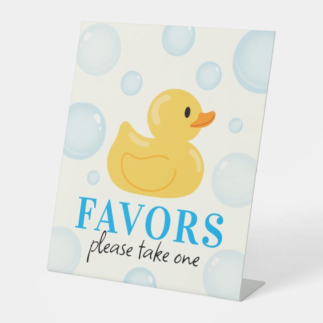Signe De Table Un Canard chanceux 1er anniversaire fête Faveurs (Recto)