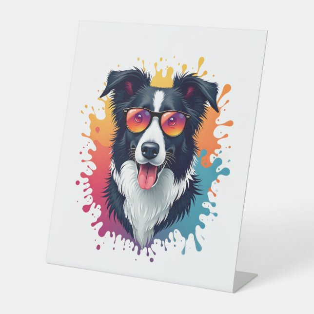 Signe De Table Un chien mignon Bordure Collie [RB#10009] (Recto)