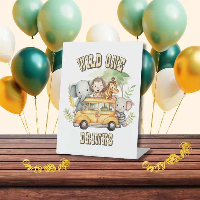 Signe De Table Un garçon sauvage anniversaire animaux safari (Créateur téléchargé)