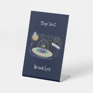 Signe De Table Un joli poisson heureux dans l'espace dessin animé