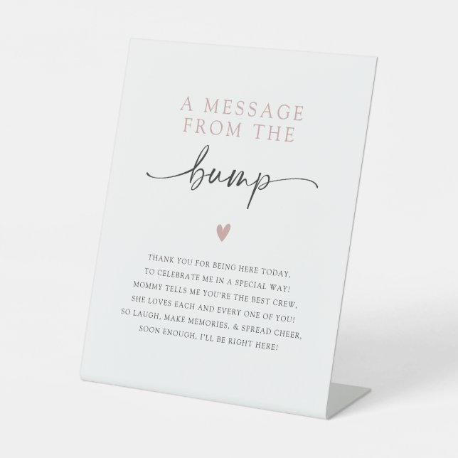 Signe De Table Un message du Baby shower minimaliste de bosses (Recto)