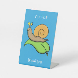Signe De Table Un mignon escargot heureux sur une illustration d'