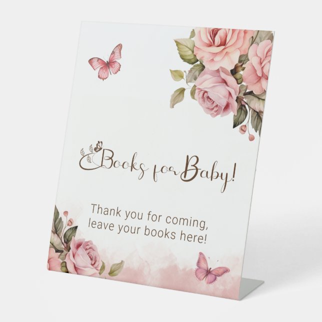 Signe De Table Un petit Baby shower papillon Livres pour bébé (Recto)