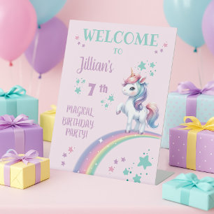 Signe De Table Unicorn Magical Birthday Party Affiche de bienvenu