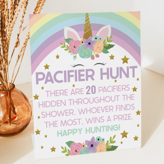 Signe De Table Unicorn Rainbows Pacifier chasse Baby shower jeu (Créateur téléchargé)