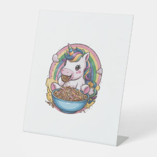 Signe De Table Unicorne positive avec bol de céréales T-Sh à manc