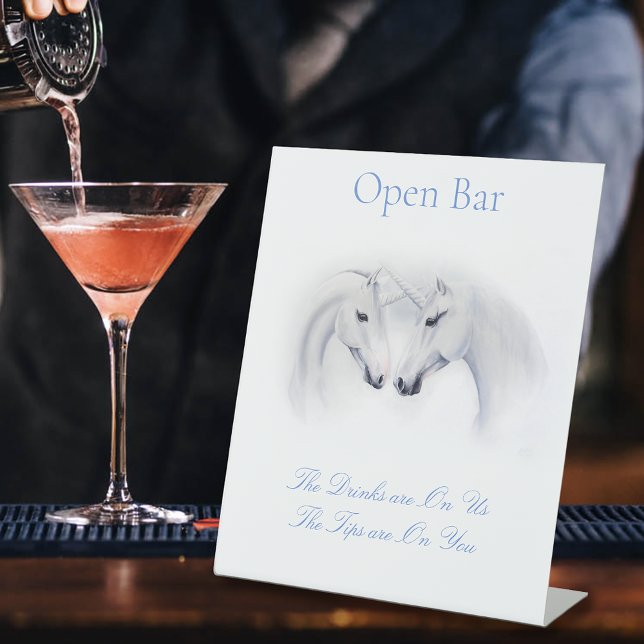 Signe De Table Unicornes blanches Love Couple Open Bar (Créateur téléchargé)
