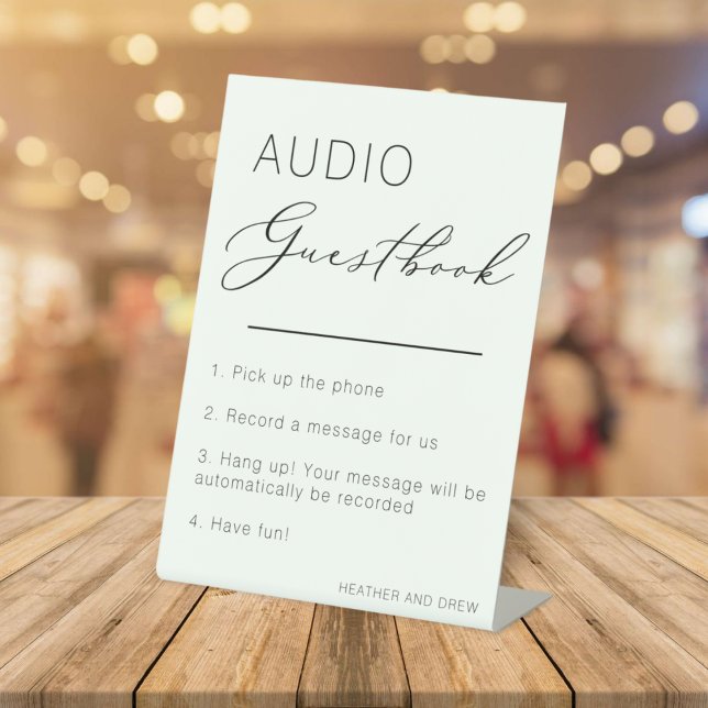 Signe De Table Unique Audio Guestbook Mariage Moderne Minimaliste (Créateur téléchargé)